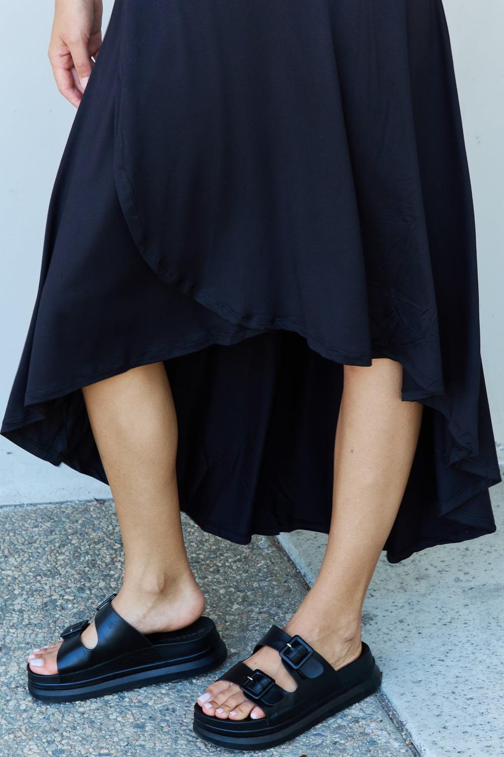 Ninexis First Choice High Waisted Flare Maxi Skirt in Black-Trendy Canvas