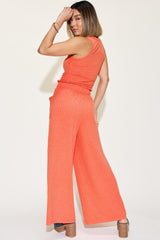 Basic Bae Full Size Ribbed Tank and Wide Leg Pants Set-Trendy Canvas