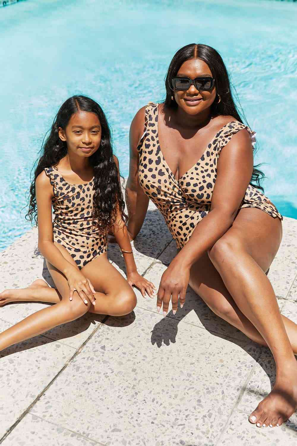 Marina West Swim Full Size Float On Ruffle Faux Wrap One-Piece In Leopard