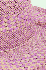 Fame Checkered Straw Weave Sun Hat-Trendy Canvas