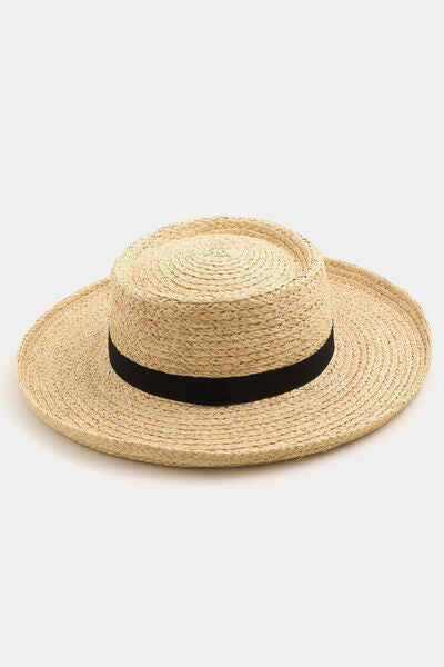 Fame Wide Brim Straw Weave Hat-Trendy Canvas