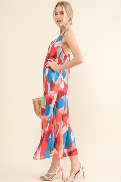 And The Why Printed Crisscross Back Cami Dress