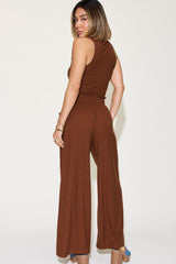 Basic Bae Full Size Ribbed Tank and Wide Leg Pants Set-Trendy Canvas