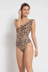 Marina West Swim Full Size Float On Ruffle Faux Wrap One-Piece In Leopard