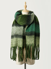 Fringe Color Block Polyester Scarf