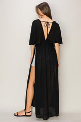 HYFVE Tie Back Maxi Split Cover Up Dress-Trendy Canvas