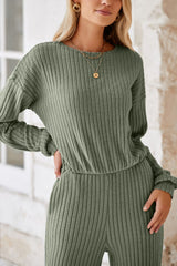 Round Neck Long Sleeve Jumpsuit