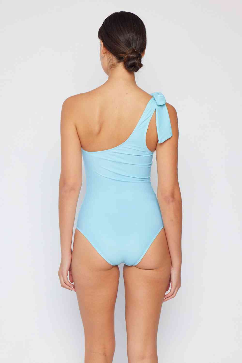 Marina West Swim Vacay Mode One Shoulder Swimsuit In Pastel Blue