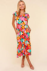 Haptics Floral Midi Dress With Side Pockets