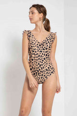 Marina West Swim Full Size Float On Ruffle Faux Wrap One-Piece In Leopard