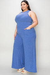 Basic Bae Full Size Ribbed Tank and Wide Leg Pants Set-Trendy Canvas