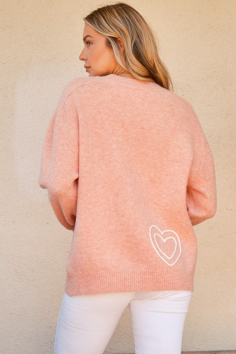 And The Why WIFEY & Heart Round Neck Sweater-Trendy Canvas
