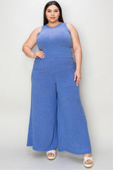 Basic Bae Full Size Ribbed Tank and Wide Leg Pants Set-Trendy Canvas