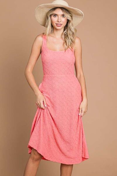 Culture Code Texture Square Neck Tank Dress With Pockets