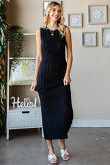 First Love Ribbed Knit Sleeveless Fitted Midi Dress-Trendy Canvas