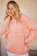 And The Why WIFEY & Heart Round Neck Sweater-Trendy Canvas