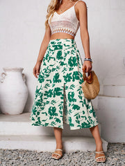 Slit Printed Midi Skirt