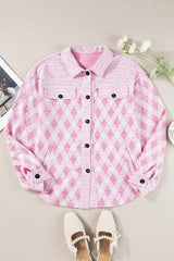 Plaid Collared Neck Long Sleeve Jacket