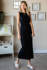 First Love Ribbed Knit Sleeveless Fitted Midi Dress-Trendy Canvas