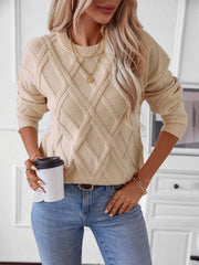 Geometric Round Neck Long Sleeve Sweater