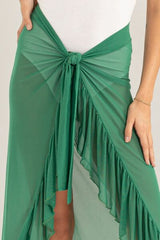 HYFVE Ruffle Trim Cover Up Sarong Skirt-Trendy Canvas